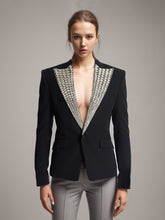 Schmaler Blazer mit V-Ausschnitt und einem Knopf