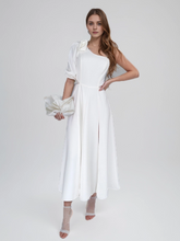 Diagonal Shoulder Split Double Layeres Dresses