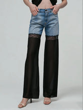 High Waist Lace Denim Sexy Wide Leg Pants