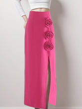 Three Dimensional Flower High Split Buttocks Skirt