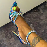 11cm Pointed Gradient Rivet Black Green Stiletto Heel Heels Evening Wear Shoes plus Size