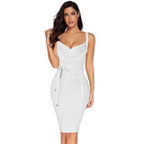 Strapy Hip Wrap Midi Dress in White