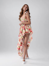 Strap Irregular Printing Suspender Backless Maxi Dresses