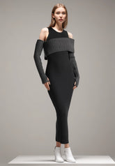 Knitting Asymmetric Off Shoulders Bodycon Dresses