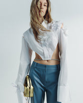 Schulterfreies, rückenfreies Hemd mit unregelmäßigem Blumenmuster und Bindeband