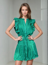 Robe imprimée cintrée à la taille et à manches à revers