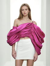 Design Sense Pleated Off Shoulder Cover Up Blouse