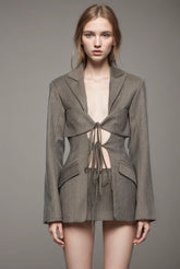 Irregular Strap Design Hollow Out Blazer