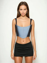 Gradient Slim Fit Fishbone Denim Strap Vest