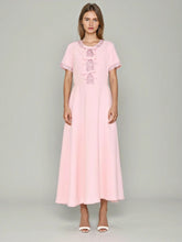 Nail Diamonds Bow Short Sleeve Maxi Dresses