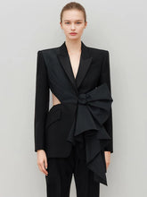 Blazer mit V-Ausschnitt und Patchwork-Schleife