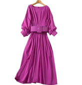 La robe plissée à manches longues Geneviève - Violet