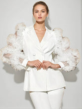 Blazer mit gespleißtem Netzstoff und Rüschensaum, langen Ärmeln