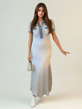 Robe longue en tricot épissée à boutonnage simple de style cowboy