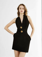 Hanging Neck Deep V Backless Vest Dresses