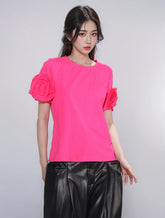 3D Floral Disc Short Sleeve T-shirt