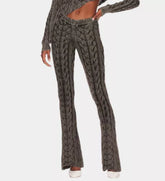 Gestrickte Hose für hohe Taille, gespleißte Elastizität