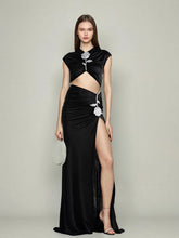 Robe sexy plissée à fente creuse