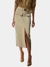 Belt Skirts For High Waist Spliced Pocket Split Designer