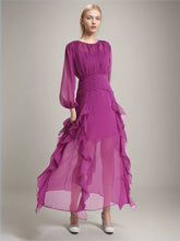 Rüschenbesatz, gerafftes Midikleid für