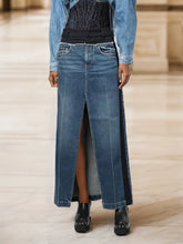 Split Denim Skirt For High Waist Pocket Loose