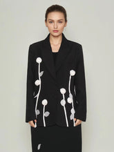 Blazer mit V-Ausschnitt und langen Ärmeln und Blumenmuster