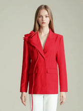 Blazer mit geradem Rohrgeflecht und Blumenmuster