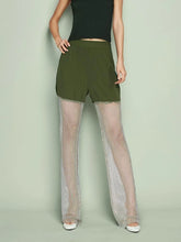 Hose mit weitem Bein und hoher Taille und hohlem Splicing-Muster in Diamanten