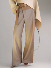 Gespleißte Gürtelhose für hoch taillierte, geknöpfte, lockere, weite Beine