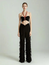 Ruffle hangine Neck Top Two Piece Set