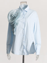 3D Floral Large Loose Irregular Shirt