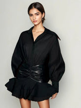 Robe chemise patchwork en cuir Flods