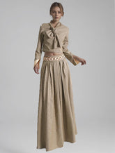 Paillettenschleife, kurze Jacke, Top, hohe Taille, A-Linien-Faltenrock, zweiteiliges Set