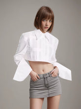Crop Shirts For Lapel Long Sleeve Single Breasted