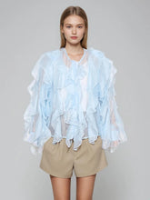 Ruffled Round Neck Chiffon Top