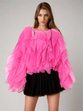 Lantern Long Sleeve Ruffle Short Blouses