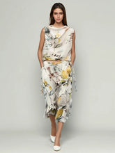 Zweiteiliges Set mit bedrucktem Midirock