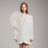 Asymmetrical Spliced Mesh Autum Blazer