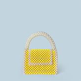 Sac à main rétro fait main avec boîte à texture avancée, petit sac carré jaune, assorti à tout