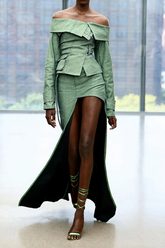 Off-Shoulder Irregular Zip-Up Jacket