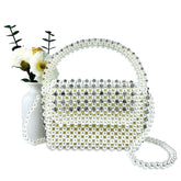 Chinese Hand-Woven Beaded Bag Diamond Embedded Pillow Bag Underarm Handbag Cross Body Hand Carrying