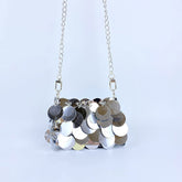 Besonderes Design, einzigartige Dinner-Schultertasche mit Pailletten und Metallkette, doppelter Verwendungszweck