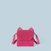 Petit sac à oreilles de chat fait à la main avec perles, joli petit sac à bandoulière de couleur unie