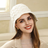 Handgefertigte, gestrickte, ausgehöhlte, Ausschnitte, einfarbige, warmhaltende Ohrenschützer, lässig, süß, trendige Strickmütze mit großem Kopfumfang