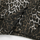 Leopard print organic cotton-blend denim skirt