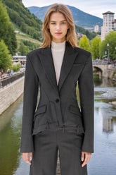 Einreihiger Blazer aus Wolle mit Einsätzen