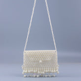 Sac messager à pompon en perles creuses, petit sac à bandoulière en perles, sac de soirée de mariage