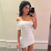 Robe tube à cordon plissé pour femme