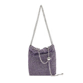 Sac à bandoulière avec petites boules dorées et strass, sac messager pour dîner avec diamants incrustés