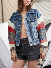 Knit Panel Denim Button Jacket